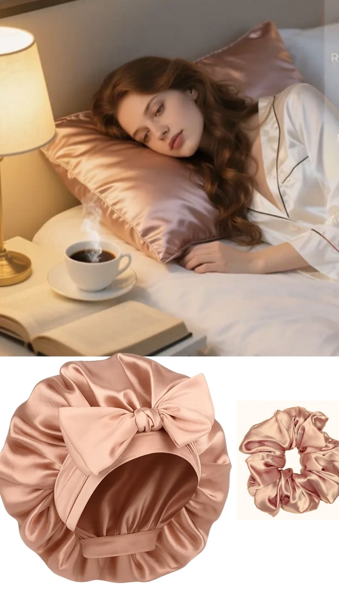 Pack de nuit Satin(Bonnet + Chouchou +Taies d'oreiller)