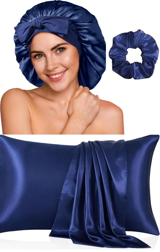 Pack de nuit Satin(Bonnet + Chouchou +Taies d'oreiller)
