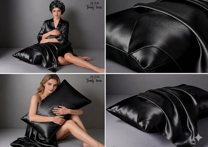 Pack de nuit en Satin (Bonnet + 02 Chouchous +Taie d'oreiller+ Boucleur )