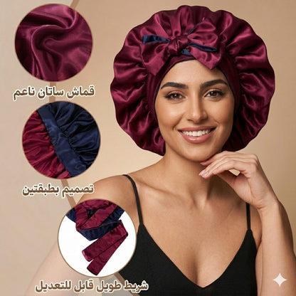 Pack de nuit en Satin (Bonnet + 02 Chouchous +Taie d'oreiller+ Boucleur )